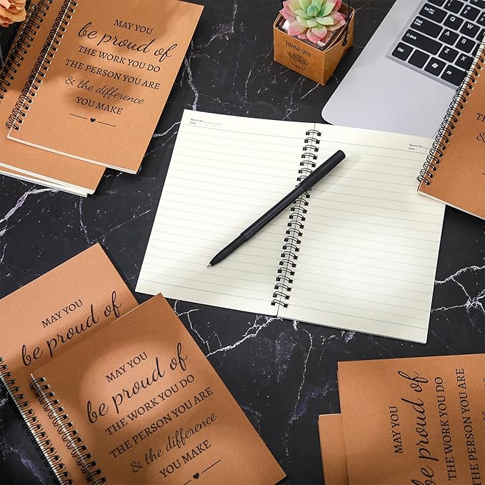 Colarr 60 Pcs A5 Inspirational Spiral Notebook Bulk Appreciation Gift 6x8 Inch Motivational Notepad 100 Page/50sheet Lined College Ruled Journal for Employee Coworker Teacher Nurse (Brown)