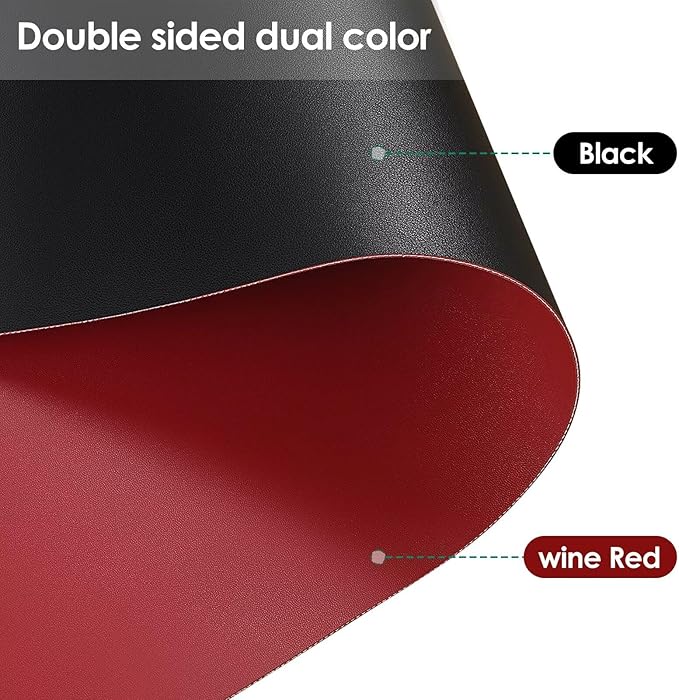 Vanity Top Protector - Can Be Used On Both Sides Waterproof and Easy to Clean Good Flatness Used for Dresser Table(Black+Wine Red 10x42)