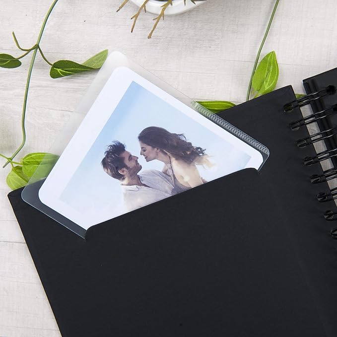 8 x 8 Inch Small DIY Scrapbook Photo Album with Cover Photo 80 Pages Hardcover Craft Paper Photo Album for Guest Book, Anniversary, Valentines Day Gifts (Black, 8 x 8 inch)