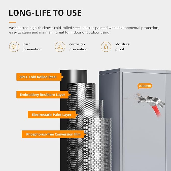 INTERGREAT Garage Storage Cabinets with Doors and Shelves, 72" Steel Tool Locking Cabinet, Metal Storage Cabinet for Home Office, Warehouse, School (Cement Grey)