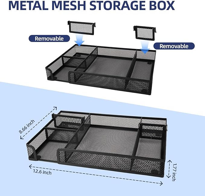 Office Desk Accessories, Desk Organizers and Accessories, Stapler and Tape Dispenser Set Metal Storage Box,Stapler,Staple Remover,Paper Clips,Ruler,Scissors.Suitable for Office and Study Use,Black