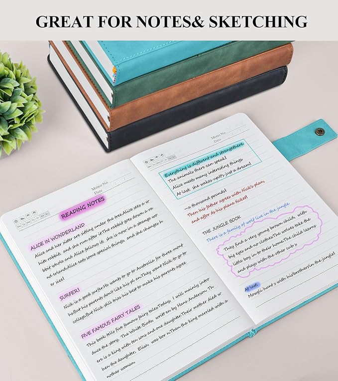 365 Page Thick Lined Journal Notebook for Men Women, A4 Large Leather Journals for Writing, Hardcover Notebooks for Work, School, Note Taking, Business, Travel Diary, College Ruled 8.5" x 11"