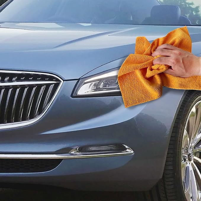 Reusable Microfiber Wipes, 50 Packs, Size 14 inches x 14 inches (Orange)