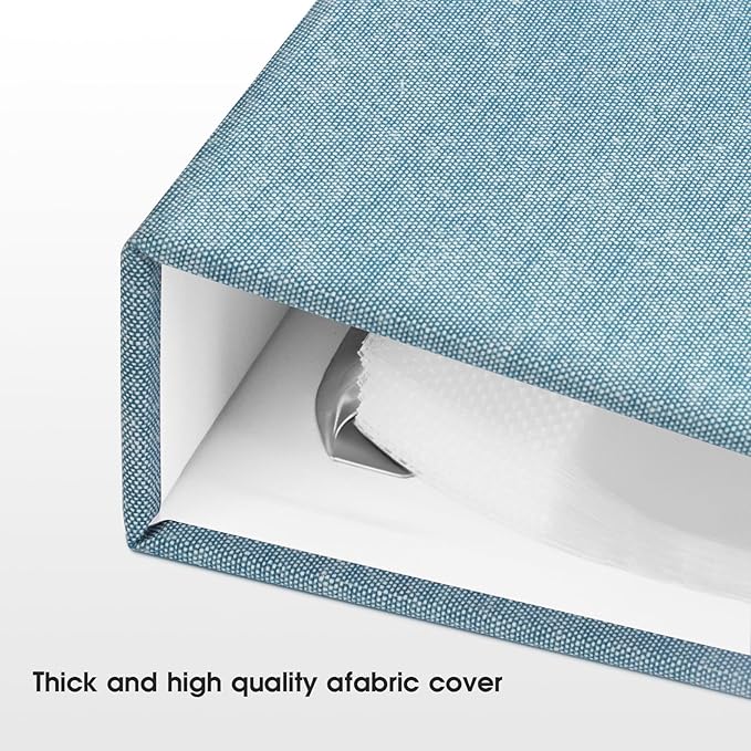 8.5x11 Inch Large 3 Ring DIY Scrapbook Photo Album with 30 Plastic Sleeves 60 Pages Blank Scrapbooks, 8.5 x 11 Scrap Book Albums for Baby Travel Wedding Graduation kids (Cyan Blue)