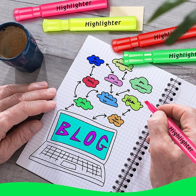 Qilery 24 Pack Tank Style Highlighters Chisel Tip Highlighters Bulk Colored Markers for Adult Coloring, Home Office Supplie(Pink)