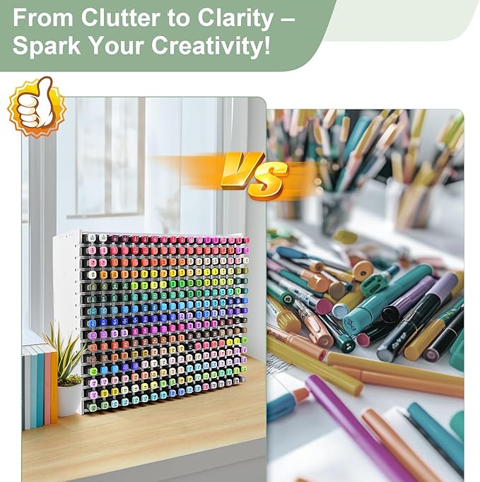 270-Slot Marker Holder with Adjustable Dividers, Marker Storage Organizer for Desk, Home, Office, Craft Room, and Classroom