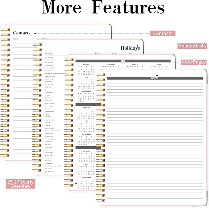Appointment Planner 2025-2026 - Daily Hourly Schedule Planner from 7am - 10 pm, Weekly & Monthly Hourly Appointment Calendar from July 2025 - June 2026, 9" x 11"-Pink