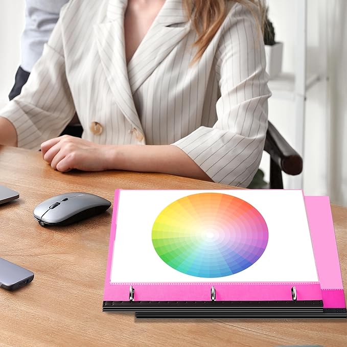 WOT I Telescoping Project Organizer, Refillable Binder with Dividers and Pockets, 13 Pocket Folders, 1 Inch 3 Ring Binder, Pink