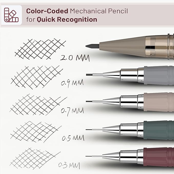 Mr. Pen- Mechanical Pencil Set with Leads and Eraser Refills, 5 Sizes - 0.3, 0.5, 0.7, 0.9 and 2 Millimeters, for Drafting, Drawing and Sketching, Back to School Supplies