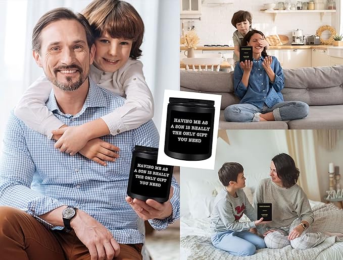 Funny Mom Dad Gifts, Fathers Mothers Day Birthday Gift from Son, Christmas, Thanksgiving Gifts for Mom Dad from Son - Lavender Scented Candles