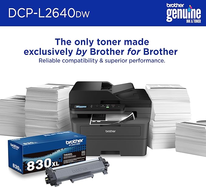 Brother DCP-L2640DW Wireless Compact Monochrome Multi-Function Laser Printer with Copy and Scan, Duplex, Black & White Output | Includes Refresh Subscription Trial(1), (Renewed Premium)