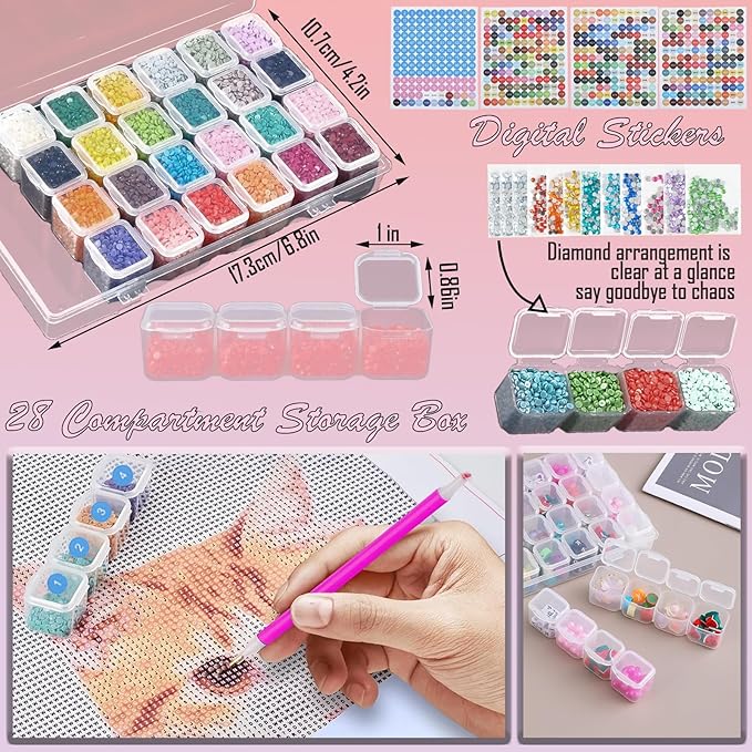 NLXCXUCY 158Pcs Diamond Art Accessories Kit All Inclusive Diamond Painting Tool Set with A4 Diamond Painting Light Pad,Diamond Art Sealer Glue,Diamond Correction,Pens Storage Box for DIY Craft