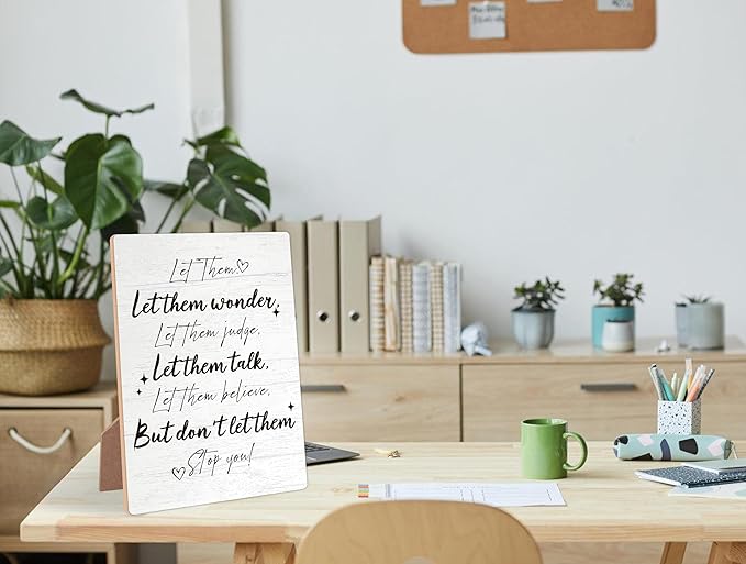 Desk Signs for Office, Mental Health Decorations, Inspirational Desk Decor, Home Decor Living Room, Cubicle Decor, Coworker Gifts, Encouragement Gifts for Women Men Friend, Wooden Sign with Stand,3