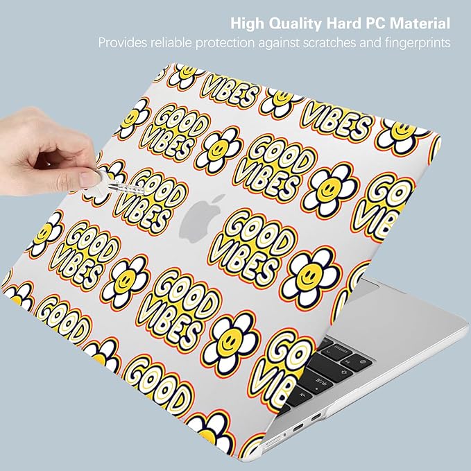 KEROM Compatible for MacBook Air 13 inch Case 2025 M4, 2024-2022 M3 M2 A3240 A3113 A2681, Cute Sleek Aesthetic Plastic Hard Shell with Keyboard Cover for MacBook Air 13.6 inch Case, Good Vibes