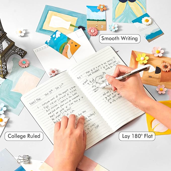 feela 16 Pack Soft Cover Journal Bulk, Lined Notebooks College Ruled for Work for Women Girl Writing, Blank Travel Journal Note Taking Notebook School Business Supplies, 8.2” x 5.5”, A5, Black