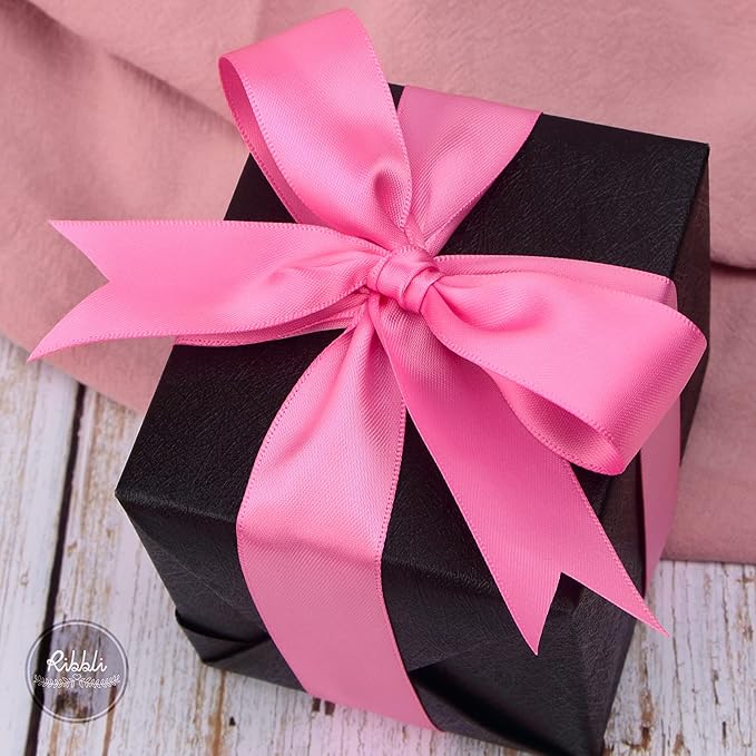 Ribbli Hot Pink Double Faced Satin Ribbon,1” x Continuous 25 Yards,Use for Bows Bouquet,Gift Wrapping,Floral Arrangement