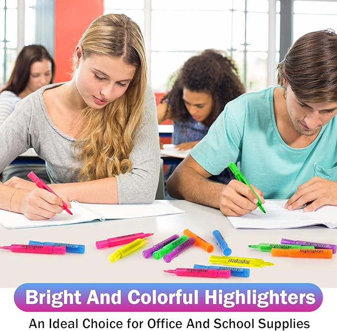 Teling 180 Pcs Highlighters Bulk Chisel Tip Tank Style Highlighters for School Classroom Assorted Color Fluorescent Pens for Office Shop