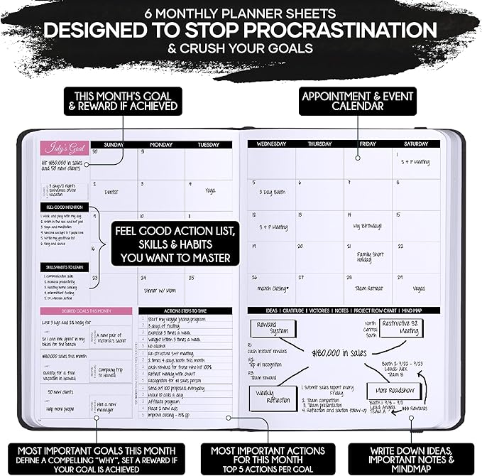 ADHD Planner for Adults - 5 Minute Gratitude & Manifestation Journal | 90-Day Undated Daily Planner for Positivity, Affirmations & Self Care | Guided Mindfulness, Reflection | Vision Board + Stickers