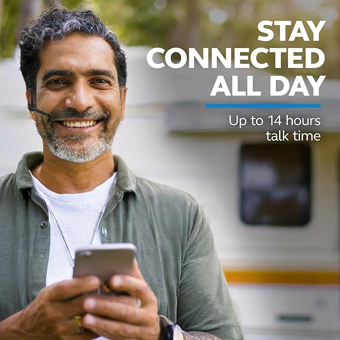 BlueParrott M300-XT SE Mono Bluetooth Wireless Headphones 80% Noise Canceling Earpiece Headset for Mobile Workers & Delivery Drivers, Compact Design with IP54-Rated Protection, 14 hrs Talk Time, Black