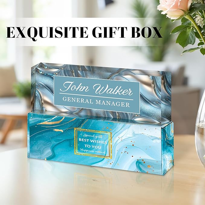 Ship Next Day Personalized Name Plate for Desk, Custom Acrylic Desk Name Sign, Office Appreciation Gifts for Women Men Coworkers Boss Teacher Employee