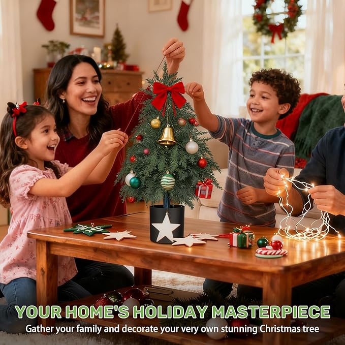 2FT Artificial Topiary Tree with Pot, 2 Pack Fake Evergreen Tree for Porch, Artificial Plants for Outdoor Christmas Home Garden Decor