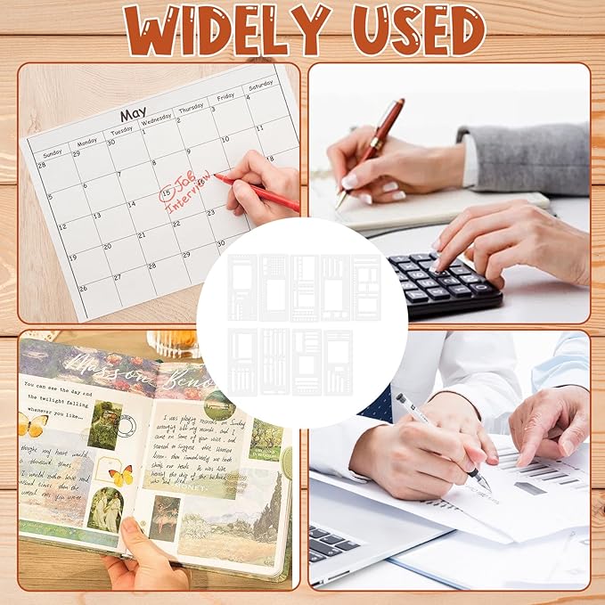 9Pcs Handmade Flexible Record Template, Reusable Drawing & Journaling Templates for Bullet Journals, Planners & Notes | Flexible Ruler Stencils for Home & Travel Use