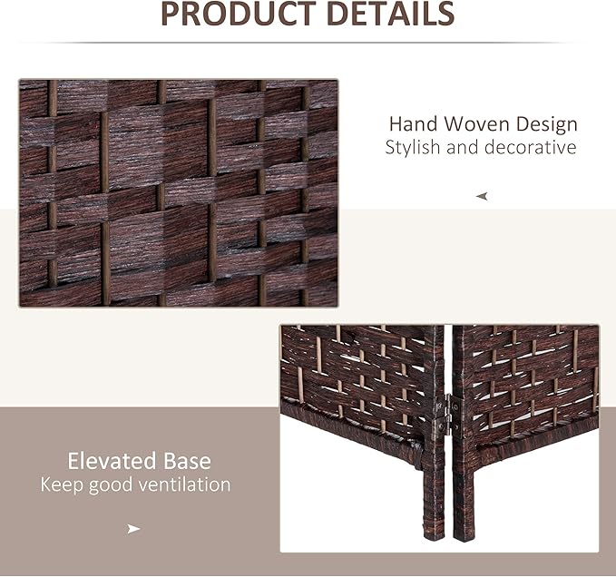 NicBex Room Divider 3 Panel Room Dividers with Wicker Weave Design Partition Room Dividers and Folding Privacy Screens 6 FT Wall Divider for Office, Room Separation,53.25"W x 0.75"D x 70.75"H, Brown