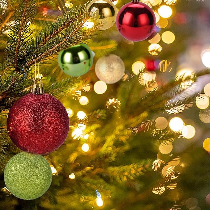 30ct Christmas Ball Ornaments, 2.36" Shatterproof Christmas Tree Decorations, Perfect Hanging Ball for Indoor/Outdoor Holiday Party Decor(Red, Green & White)