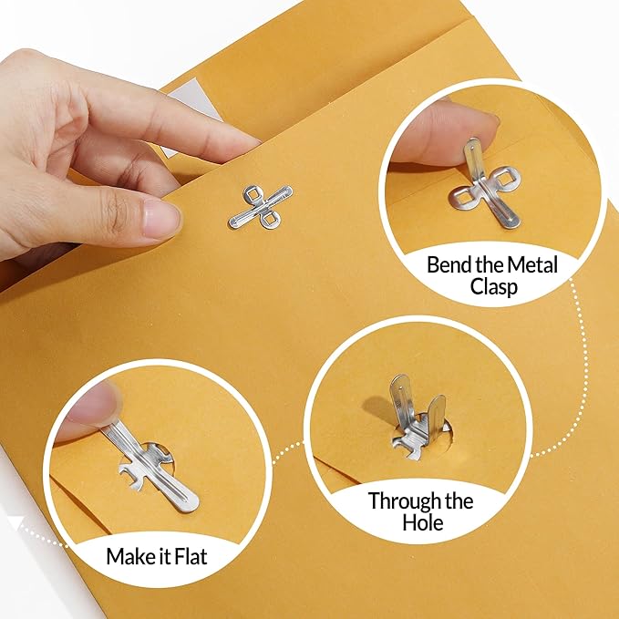 SUNEE 9x12 Clasp Envelopes 100 Count - 9x12 Inch Brown Kraft Envelopes with Clasp Closure – for Home, Office, Business, Legal or School, Great for Filing, Storing or Mailing Documents