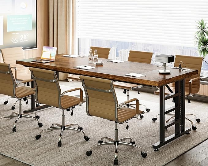 Coleshome 78 Inch Executive Desk with USB Ports, Large Computer Desk with Extra Thick, Long Mordern Office Desk, Workstation Business Furniture for Home Office, Vintage