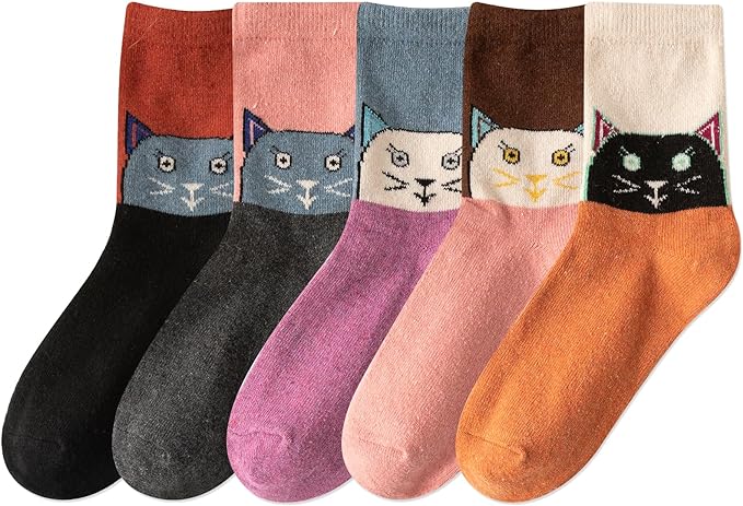 IIG Cute Warm Wool Socks for Women Super Cozy Thick Crew Winter Socks Gifts, 5 Pairs