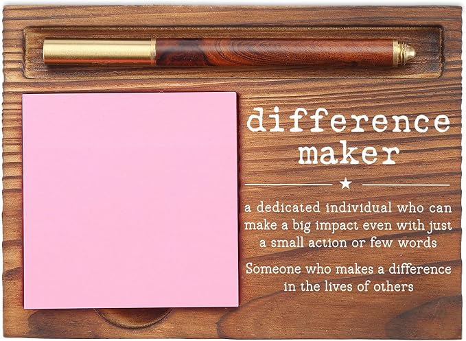 Difference Maker Sticky Note Holder, Inspirational Desk Organizer for Teachers, Leaders, Social Workers, Counselors Gift for Office Self-Stick Note Pad Holders EDP116