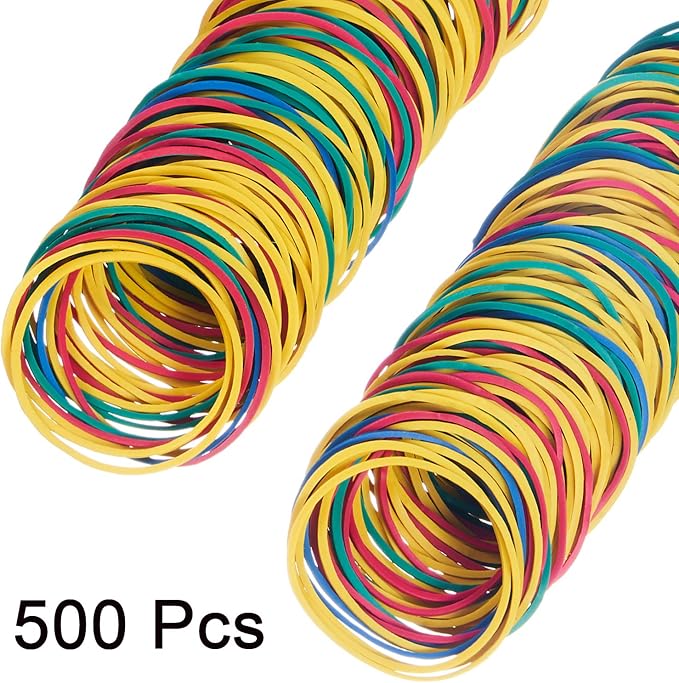 AMUU Rubber Bands 500pcs #16 rubber band Multicolor Small Rubber Bands for Office School Home size16 Elastic Band -Colors-500Pcs-38mm