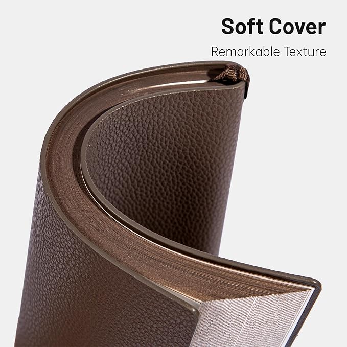 CAGIE Lined Journal Notebook for Men & Women,176 Pages A5 Medium Size Softcover Leather Journals for Writing,Travel,Business,Work & School, 100 GSM Thick Paper (5.7'' x 8.3'') (Taupe)