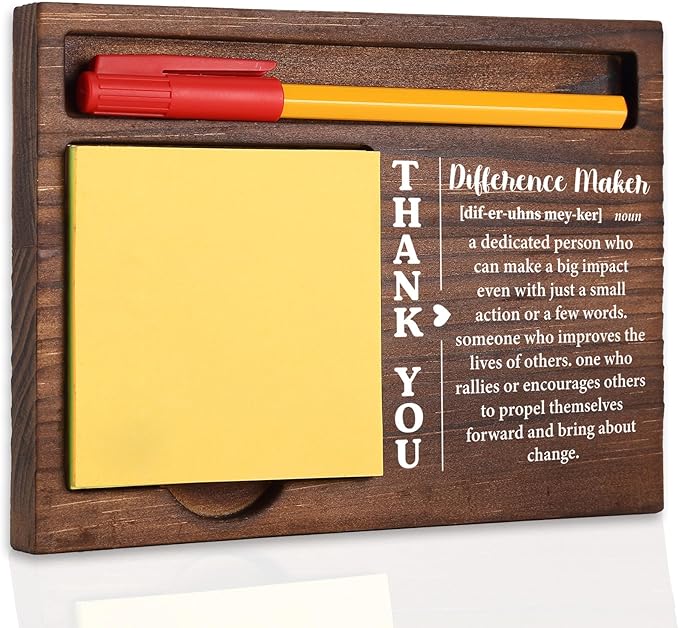 Thank You Inspirational Difference Maker Gift for Nurse Teacher Mentor Social Worker Volunteer, Perfect for Farewell New Job Promotion, Office Stuff Sticky Note Pad Holder Dispenser TBC175