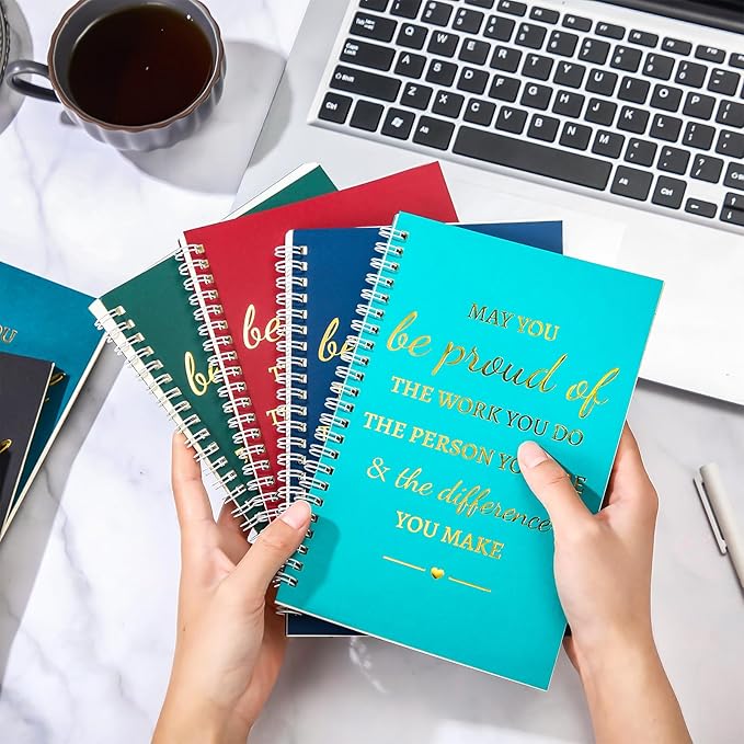 Colarr 60 Pcs A5 Inspirational Spiral Notebook Bulk Appreciation Gift 6x8 Inch Motivational Notepad 100 Page/50sheet Lined College Ruled Journal for Employee Coworker Teacher Nurse (Dark Colors)