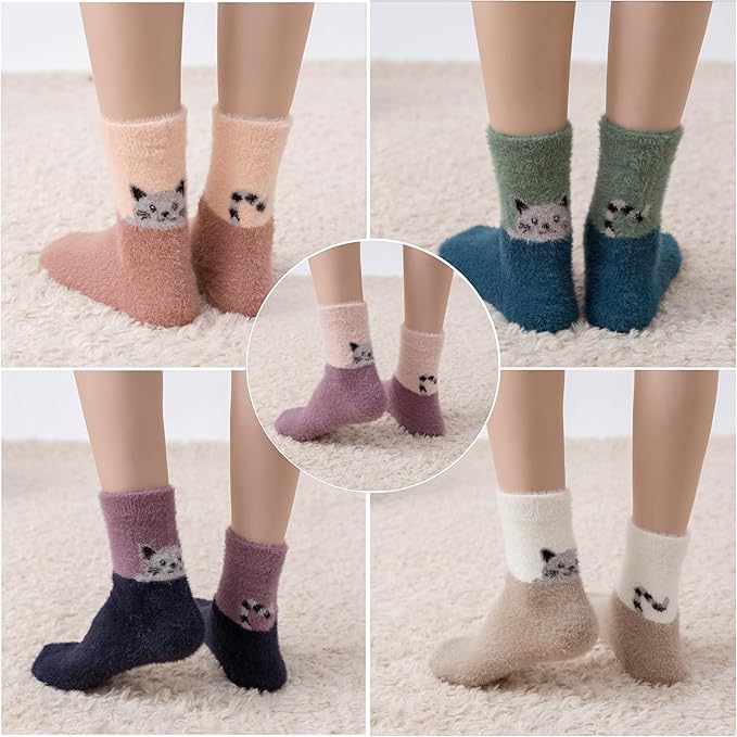 5 Pairs Fuzzy Soft Cozy Comfortable Socks for Women, Casual Sleep Comfy Socks, Perfect Warm Winter Gifts for Women