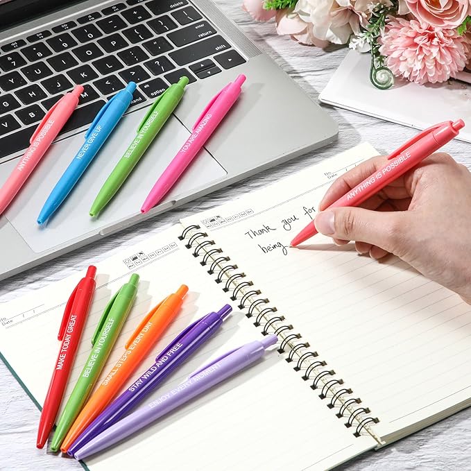 90 Pcs Ballpoint Motivational Pen Inspirational Quotes Black Ballpoint Gel Ink Pens Bulk for Coworkers Retractable Rolling Ball Ballpoint Pens for Party Favors Back to School Gifts Supplie