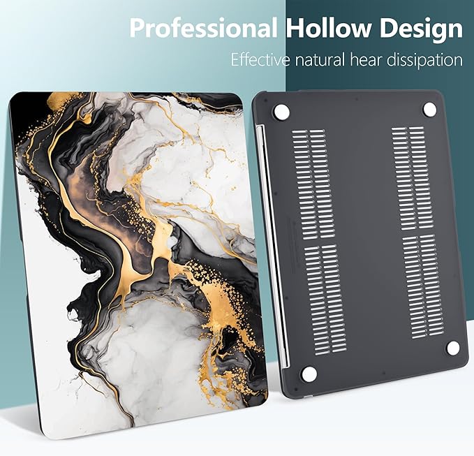 DONGKE Compatible with MacBook Air 13 inch Case 2021 2020 2019 2018 Release A2337 M1 A2179 A1932 with Retina Display & Touch ID, Plastic Hard Shell & Keyboard Cover - Abstract Marble