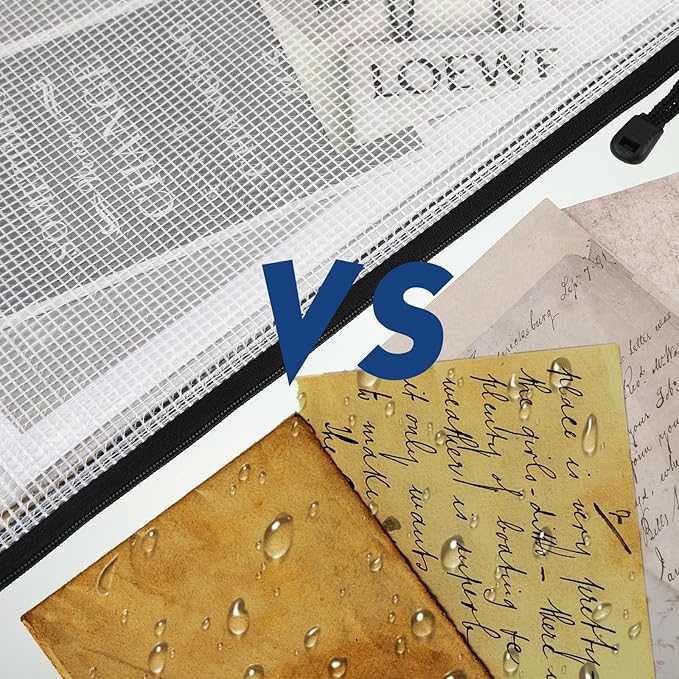 200 Pcs A4 Mesh Zipper Pouch Bulk Waterproof Mesh Zipper Organizer Plastic File Folder Case for School Office Supplies Document Board Games Puzzle(Black)