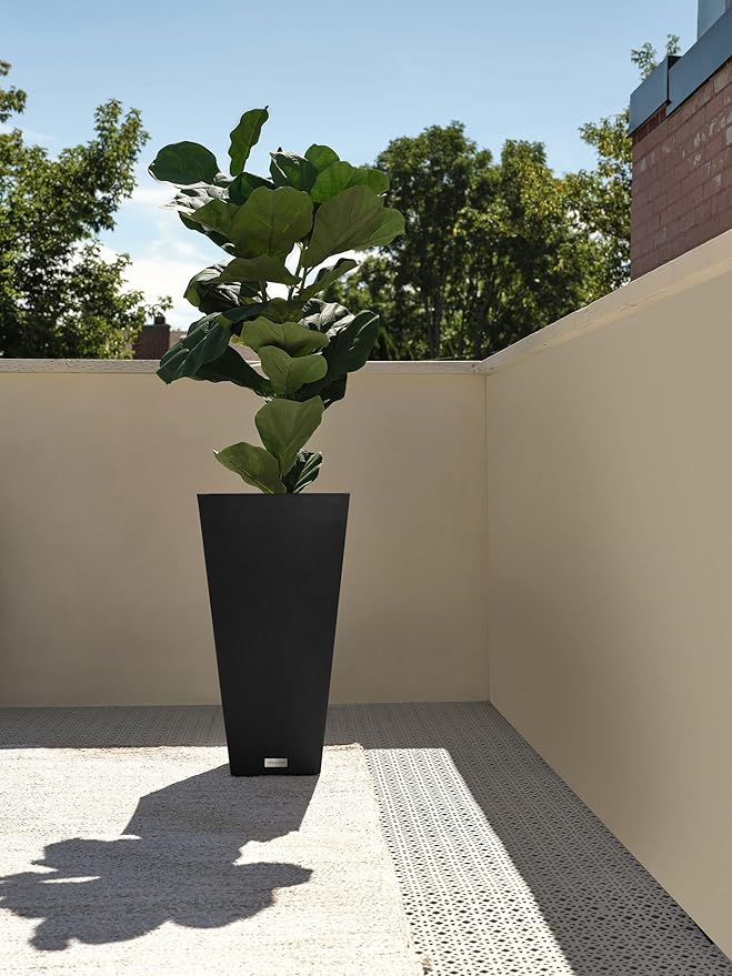 Veradek V-Resin Indoor/Outdoor Taper Planter (26 inch, Black)