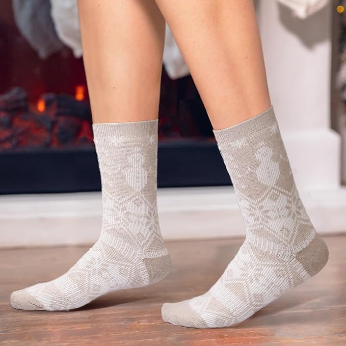 ICEIVY 5 Pair Fuzzy Cozy Socks for Women - Warm Comfy Soft Casual Home Sleep Winter Wool Socks - Gifts for Women