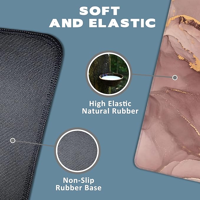 Abstract Fluid Art Extended Gaming Mouse Pad Transparent Waves and Golden Swirls Large Mouse Pad with Stitched Edges Anti-Slip Rubber Base Mouse Mat Desk Pad for Gaming and Office 35.4" x 15.7"