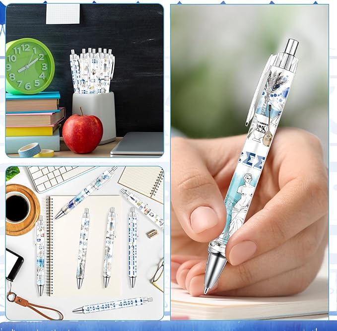 Greece Ballpoint Pens Gifts - 24PCS Greece Travel Pens Set Greece Souvenirs Gift Retractable Smooth Writing Greek Civilization Pens for Office School Supplies for Women Traveler Teacher Gift