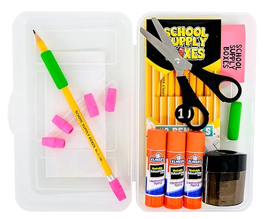 Back to School Supply Box (Pallet - 180 Boxes) - Grades K-5 Back to School Supplies - 32 Piece Kit Includes Markers, Crayons, Pencils, Scissors, Folders, Glue Sticks, Notebook, and Composition Book