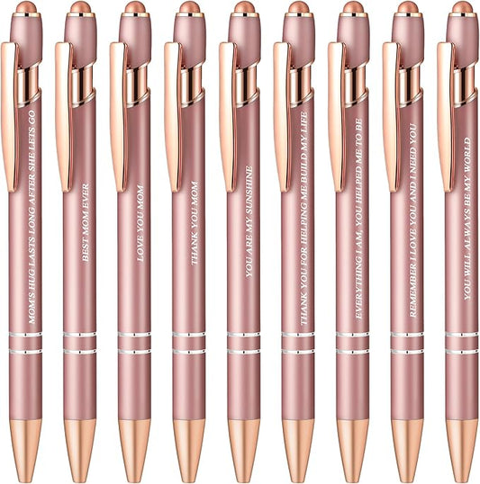 Aozora Best Mom Ever Gifts 9 Pack Fancy Pens with Stylus Tips Presents for Mom from Daughter or Son, Mothers Day Pens Happy Birthday Gifts for Moms