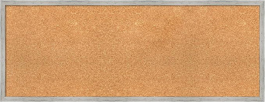 Amanti Art Natural Cork Board for Wall, 15x39 Vision Board with White Frame, Medium Corkboard Office Decor for Home Organization, Cottage Corkboard Pinboard to Display Items for Home Organization in