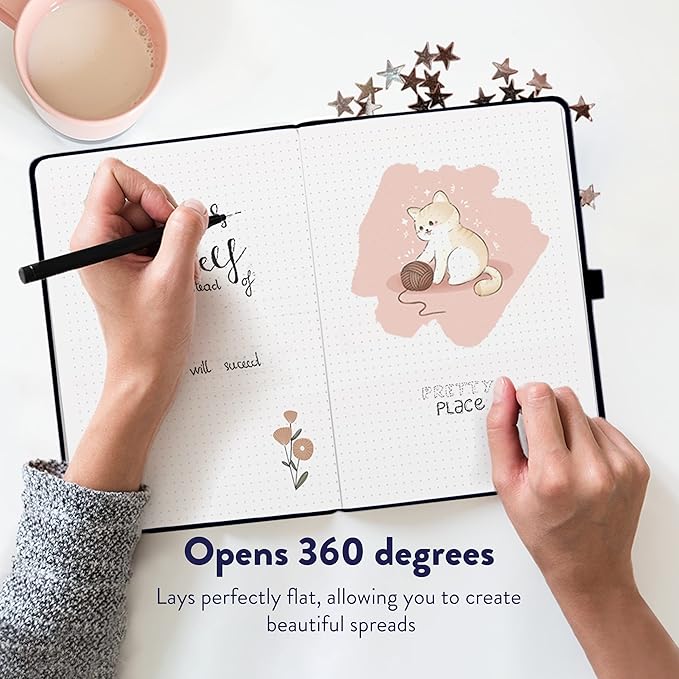 Bullet Dotted Journal by String and Space – Dot Grid Notebook, Dotted 170 GSM Paper – Kawaii Notebook, Handbound with Gift Box – 5.75 x 8.75