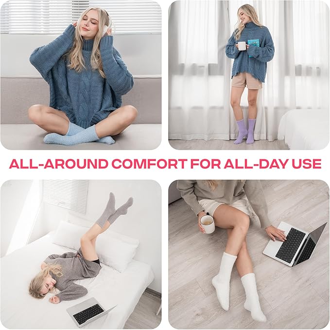 CoolMate GLOBAL Fuzzy Socks for Women Gift Box, Cozy, Soft, Comfy & Cloud-Like Socks, Plush, Durable for Spa, Home