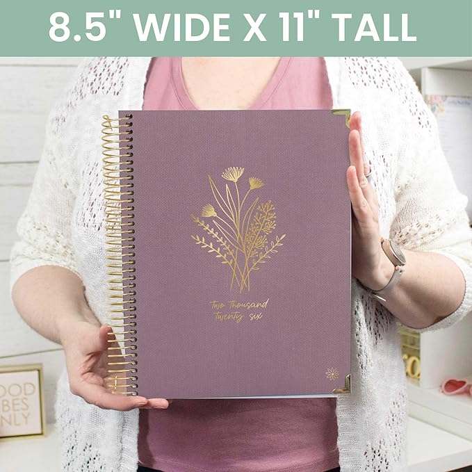bloom daily planners HARDCOVER 2026 Planner (January to December) - 8.5” x 11” Weekly & Monthly Dated Agenda Organizer Book with Stickers & Tabs - Purple Linen